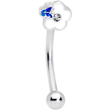 将图片加载到图库查看器,16G 3/8 Clear Gem White Flower Butterfly Curved Eyebrow Ring