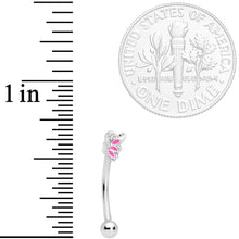 Load image into Gallery viewer, 16G 3/8 Pink Butterfly Wing Curved Eyebrow Ring