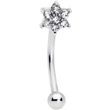 Load image into Gallery viewer, 16G 3/8 Clear Gem Six Petal Flower Curved Eyebrow Ring