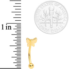 Load image into Gallery viewer, 16G 3/8 Gold Tone Stylized Butterfly Curved Eyebrow Ring