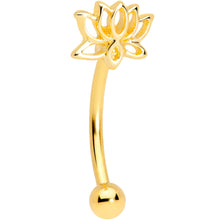 Load image into Gallery viewer, 16G 3/8 Gold Tone Anodized Loopy Lotus Flower Curved Eyebrow Ring