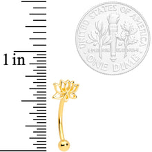 Load image into Gallery viewer, 16G 3/8 Gold Tone Anodized Loopy Lotus Flower Curved Eyebrow Ring