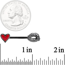 将图片加载到图库查看器,14G 9/16 Red Heart Black Kiss of Death Barbell Nipple Ring Set