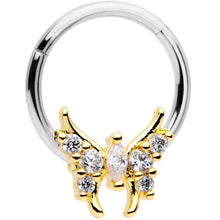 将图片加载到图库查看器,16G 3/8 Clear CZ Gold Tone Butterfly Hinged Segment Ring