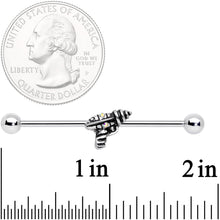 将图片加载到图库查看器,14G Aurora Gem Mystery Ray Gun Industrial Barbell 38mm