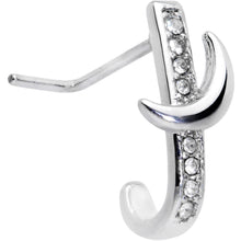 Load image into Gallery viewer, 20G 3/16 Clear CZ Gem Sliver Moon Faux Hoop L Shaped Nose Ring