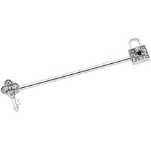 Load image into Gallery viewer, 14G Clear Gem Under Lock and Key Industrial Barbell 38mm