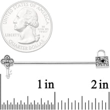 Load image into Gallery viewer, 14G Clear Gem Under Lock and Key Industrial Barbell 38mm