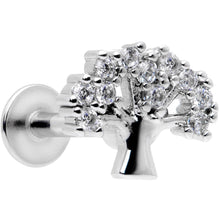 Load image into Gallery viewer, 16G 5/16 Clear CZ Gem Tree of Life Labret Monroe Tragus
