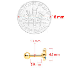 Load image into Gallery viewer, 16G 1/4 Gold Tone Blue Orange Butterfly Cartilage Tragus Earring