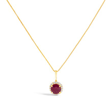 Load image into Gallery viewer, 10K White Gold Purple Amethyst and 1/10 Cttw Diamond Accent Halo Pendant Necklace
