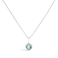 Load image into Gallery viewer, 10K White Gold Purple Amethyst and 1/10 Cttw Diamond Accent Halo Pendant Necklace