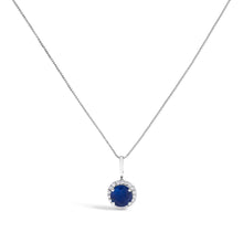 Load image into Gallery viewer, 10K White Gold Purple Amethyst and 1/10 Cttw Diamond Accent Halo Pendant Necklace