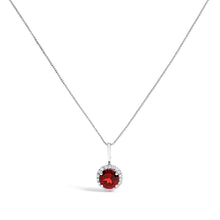 Load image into Gallery viewer, 10K White Gold Purple Amethyst and 1/10 Cttw Diamond Accent Halo Pendant Necklace