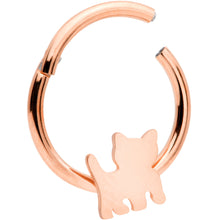 Load image into Gallery viewer, 16G 3/8 Rose Gold Tone Kitty Cat Hinged Segment Ring