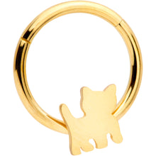 将图片加载到图库查看器,16G 3/8 Gold Tone Kitty Cat Hinged Segment Ring