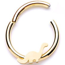 Load image into Gallery viewer, 16G 3/8 Gold Tone Tiny Dinosaur Hinged Segment Ring