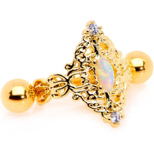 将图片加载到图库查看器,16G 1/2 White Synthetic Opal Gold Tone Art Deco Cartilage Cuff