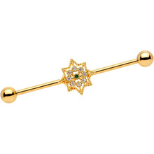 Load image into Gallery viewer, 14G Clear CZ Gold Tone Elegant Industrial Barbell 38mm