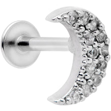 Load image into Gallery viewer, 16G 5/16 Clear CZ Gem Crescent Moon Labret Monroe Tragus