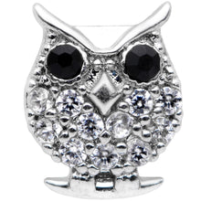 Load image into Gallery viewer, 16G 5/16 Clear Black CZ Gem Round Owl Labret Monroe Tragus