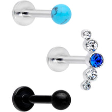 将图片加载到图库查看器,16G 5/16 Faux Turquoise Ball Internally Threaded Labret Set of 3