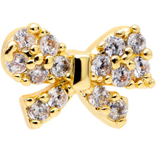 Load image into Gallery viewer, 16G 5/16 Clear CZ Gem Gold Tone Holiday Bow Labret Monroe Tragus