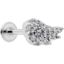 Load image into Gallery viewer, 16G 5/16 Clear CZ Gem Angels Wing Labret Monroe Tragus