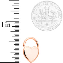 Load image into Gallery viewer, 16G 5/16 Rose Gold Tone Padlock Heart Closure Ring
