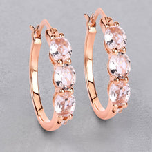 Load image into Gallery viewer, 1.63 Carat Genuine Morganite and White Diamond .925 Sterling Silver Earrings