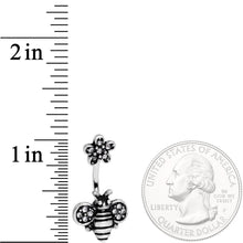 Load image into Gallery viewer, Clear Gem Bumble Bee Blossom Flower Double Mount Belly Ring