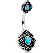 Load image into Gallery viewer, Faux Turquoise Beautiful Baroque Double Mount Belly Ring