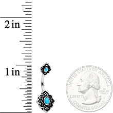 Load image into Gallery viewer, Faux Turquoise Beautiful Baroque Double Mount Belly Ring