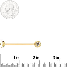 将图片加载到图库查看器,14G Clear Gem Gold Tone Bird Nest Industrial Barbell 38mm
