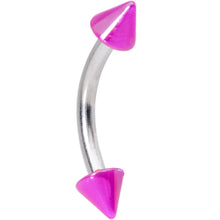 Load image into Gallery viewer, 16G 5/16 Pearlescent Purple Cone Ends Curved Eyebrow Ring