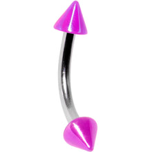 Load image into Gallery viewer, 16G 5/16 Pearlescent Purple Cone Ends Curved Eyebrow Ring