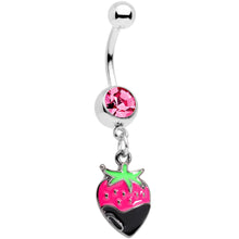 将图片加载到图库查看器,Pink Gem Yummy Chocolate Strawberry Dangle Belly Ring
