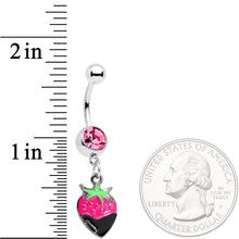 将图片加载到图库查看器,Pink Gem Yummy Chocolate Strawberry Dangle Belly Ring