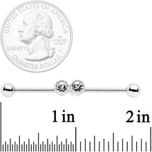 Load image into Gallery viewer, 14G Clear Gem Double Drama Industrial Barbell 38mm