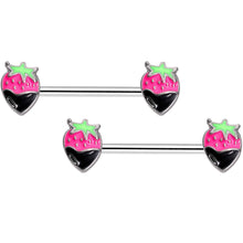 将图片加载到图库查看器,14G 9/16 Chocolate Berry Barbell Nipple Ring Set