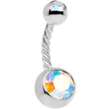 Load image into Gallery viewer, Aurora Gem Disco Ball Twisted Belly Ring Set of 3