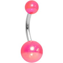 Load image into Gallery viewer, Aurora Gem Pink Pearlescent Glitter Heart Belly Ring Set of 4