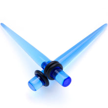 Load image into Gallery viewer, Blue Acrylic Straight Taper Set Available in Sizes 14G to 00G