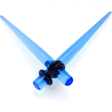 Load image into Gallery viewer, Blue Acrylic Straight Taper Set Available in Sizes 14G to 00G