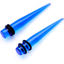Load image into Gallery viewer, Blue Acrylic Straight Taper Set Available in Sizes 14G to 00G