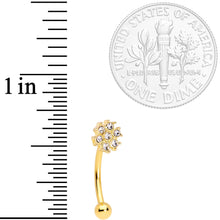 将图片加载到图库查看器,16G 5/16 Clear Gem Flower Gold Tone Curved Eyebrow Ring Set of 4