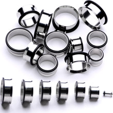 Load image into Gallery viewer, Stainless Steel Single Flare Tunnel Plug Set Available in Sizes 8G to 1