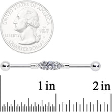 将图片加载到图库查看器,14G Clear CZ Gem Fashionista Industrial Barbell 38mm