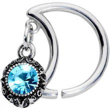 Load image into Gallery viewer, 16G 3/8 Blue Gem Crescent Moon Right Ear Closure Ring