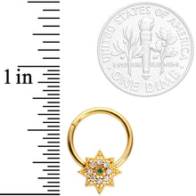 Load image into Gallery viewer, 16G 3/8 Clear CZ Gem Gold Tone Octagon Hinged Segment Ring